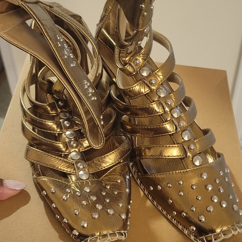 Gold Strappy Women's Shoes